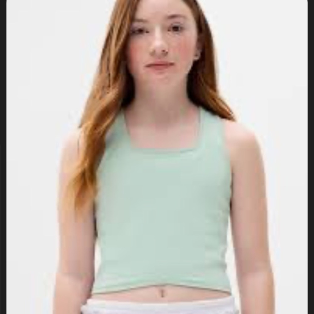 Athleta Rise Above Rib Mint Green Crop Tank Top